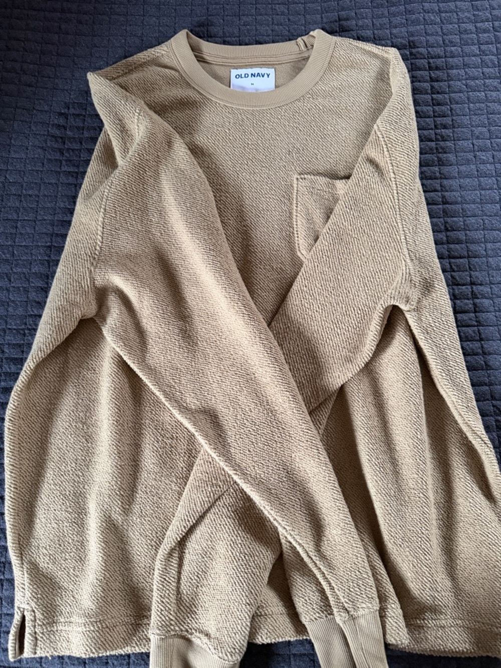 Old Navy Light Brown Crewneck Sweater with Chest Pocket